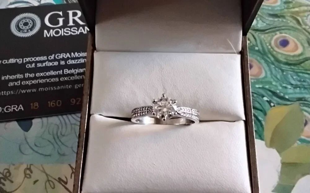 1.25 Ct. Moissanite Round & Channel Engagement/Bridal Ring #7~GRA CERTIFIED